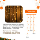 10m Cascata 400 Led 8 Funções Decoração Natal 110v 220v conexão macho Branco Frio Quente Pisca Pisca Enfeites de Natal