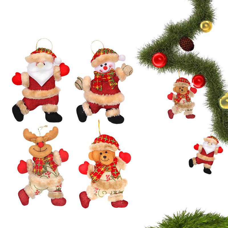 Kit 4 enfeites de natal boneco papai noel rena decoração para árvore natalino boneco de neve ursinho