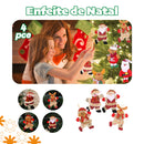 Kit 4 enfeites de natal boneco papai noel rena decoração para árvore natalino boneco de neve ursinho