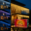 10m Cascata 400 Led 8 Funções Decoração Natal 110v 220v conexão macho Branco Frio Quente Pisca Pisca Enfeites de Natal